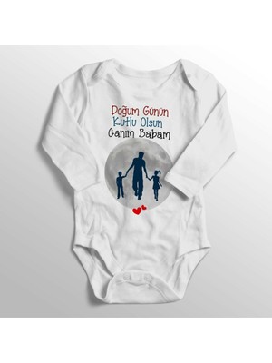Limon Bebek Beyaz Doğum Günün Kutlu Olsun Canım Babam Yazısı Baskılı Zıbın