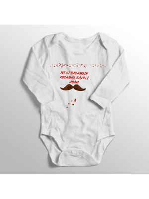 Limon Bebek Beyaz Iyi Ki Benim Babamsın Kocaman Kalpli Adam Baskılı Zıbın