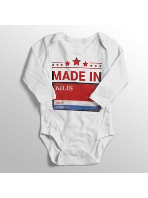 Limon Unisex Bebek Beyaz Kilis Sokak Tabelası Baskılı Zıbın