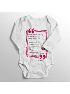 Limon Kız Çocuk Beyaz Benim Canım Babacığım Doğum Günü Hediyesi Prensesin Yazılı Zıbın