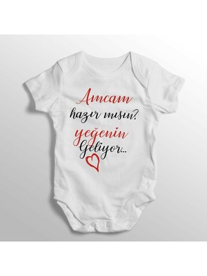 Limon Amcam Hazır Mısın Yeğenin Geliyor Yazılı Baskılı Bebek Zıbını