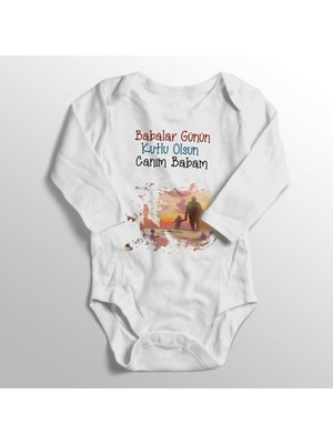 Limon Unisex Beyaz Babalar Günü Hediyesi Yazılı Baskılı Bebek Zıbın