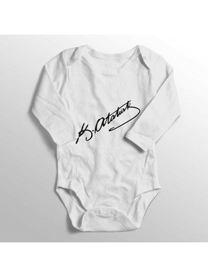 Limon Mustafa Kemal Atatürk Imzası Baskılı Bebek Zıbını Body