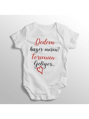 Limon Dedem Hazır Mısın Torunun Geliyor Yazılı Baskılı Bebek Zıbını