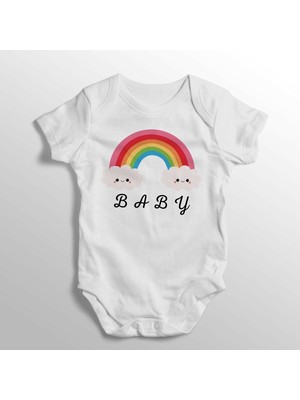 Limon Gökkuşağı Resimli Baby Yazılı Baskılı Bebek Zıbını
