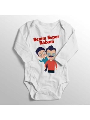Limon Bebek Beyaz Benim Süper Babam Yazısı Baskılı Zıbını 