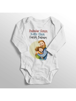Limon Kız Bebek Beyaz Babalar Günün Kutlu Olsun Baskılı Zıbın
