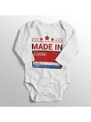 Limon Unisex Bebek Beyaz Şırnak Cizre Sokak Tabelası Baskılı Zıbın