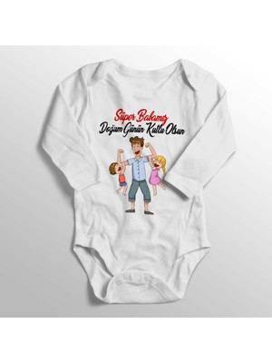 Limon Bebek Beyaz Süper Babamız Doğum Günü Baskılı Zıbın