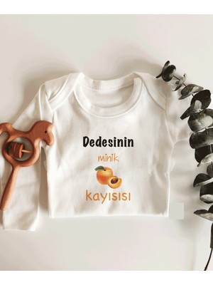 Limon Dedesinin Minik Kayısısı Yazılı Uzun Kol Organik Bebek Body