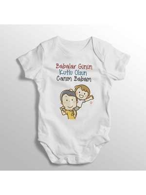 Limon Babalar Günün Kutlu Olsun Canım Babam Yazılı Baskılı Bebek Zıbını