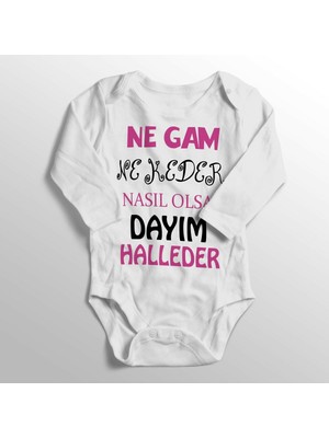 Limon Bebek Beyaz Ne Gam Ne Keder Nasıl Olsa Dayım Halleder Baskılı Body Zıbın