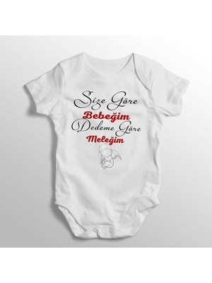 Limon Size Göre Bebeğim Dedeme Göre Meleğim Yazılı Baskılı Bebek Zıbını
