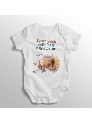 Limon Doğum Günün Kutlu Olsun Canım Babam Yazılı Baskılı Bebek Zıbını