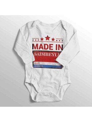 Limon Unisex Bebek Beyaz Adana Saimbeyli Sokak Tabelası Baskılı Zıbın