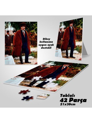 Asilmeydan Takım Elbiseli Sivil Atatürk - Kalpaklı -Yapboz - Ayak Destekli Çerçeveli 42 Parça Puzzle