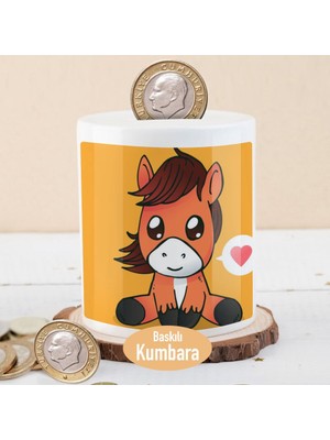Asilmeydan Minik Iri Gözlü Midilli Baskılı Seramik Kumbara Çocuklara Uygun Hediye Fikri