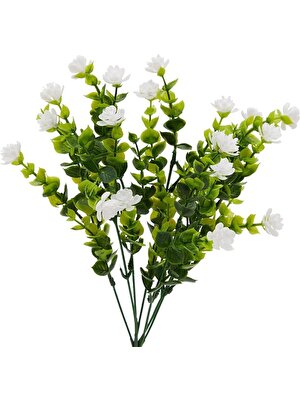 Nettenevime Yapay Çiçek Beyaz Mineli Şimşir Dekoratif Yapay Bitki