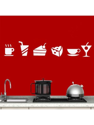 Asilmeydan Aperitif Yiyecekler Silüet Dekoratif Duvar Sticker, Çıkartma, Etiket