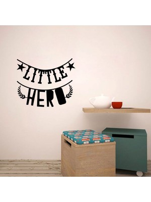 Asilmeydan Little Hero Yazılı Dekoratif Duvar Sticker, Çıkartma, Etiket