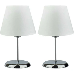 Metal Ayaklı 2'li Abajur Masa Lambası Abajur Xl Beyaz
