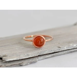 Nsa Silver Kahverengi Akik Taşlı Gümüş Minimal 925 Ayar Yüzük Kadın Takı