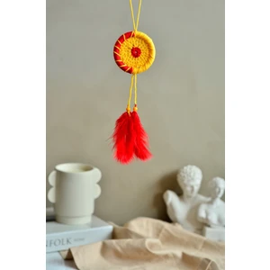Sarı Kırmızı Araba Süsü Rüya Kapanı 6 cm
