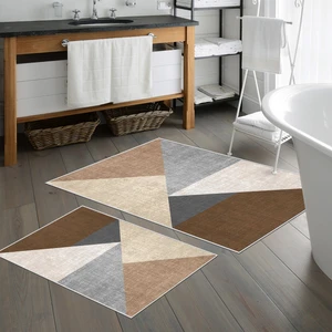 Thalia Home Kaymaz Taban Yıkanabilir 2'li Set Banyo Halısı Banyo Paspası Klozet