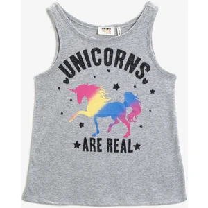 Sloganlı Atlet Unicorn Baskılı