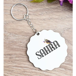 Hediye Dükkanı Kişiye Özel Minik Serçe Isim Yazılı Ahşap Anahtarlık