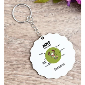 Hediye Dükkanı Kişiye Özel Akrep Burcuna Hediye Ahşap Anahtarlık