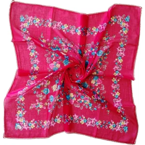 Başaran Tekstil Yazma, Yemeni, Tülbent, 100X100CM, Kenarları Kroşetalı, Tamamen Pamuklu, Terletmez