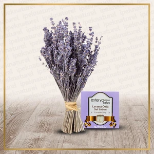 Esterya Plus Ipek Naturel Kuru Çiçek Gerçek Lavanta Demeti ve Lavanta Sabunu