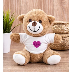 Hediye Dükkanı Kişiye Özel Mor Kalpli Isimli Peluş Ayıcık