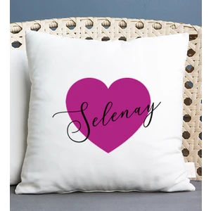 Hediye Dükkanı Kişiye Özel Mor Kalpli Isimli Kare Yastık