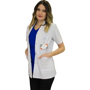 Safa Forma Gömlek Yaka Kadın Ceket Boy - Kısa Kol Doktor Önlüğü , Öğretmen , Laboratuvar , Hastane Forması , Beyaz Önlük