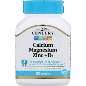 21ST Century, Calcium Magnesium Zinc + D3, 90 Tablets.