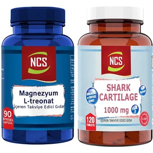 Magnesium L-Threonate Vejeteryan 90 Bitkisel Kapsül & Ncs Shark Cartilage Demir Vitamin D3 120 Tablet