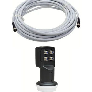 10 Metre Uydu Kablosu + Dörtlü Çıkış Çanak Uydu 4K Full Hd 3D Lnb (4 Lü Quad Lnb)
