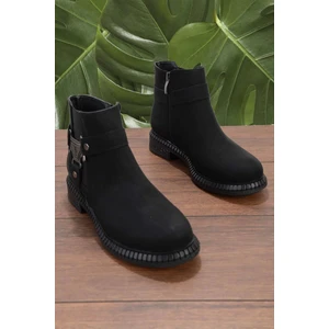 Siyah Nubuk Kadın Bot & Bootie