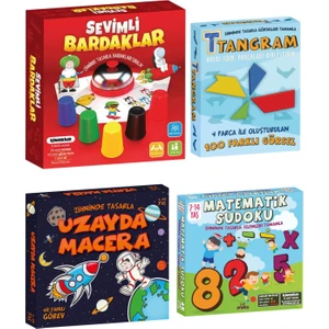 Oyun ve Sanat Ilkokul Ortaokul Akıl Zeka Oyunları Seti 2 - Bardak Oyunu Uzayda Macera Tangram Matematik Sudoku