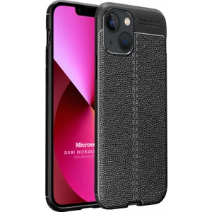 Apple iPhone 13 Mini Kılıf Deri Dokulu Silikon Siyah
