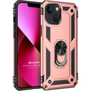 Apple iPhone 13 Kılıf Military Ring Holder Rose Gold