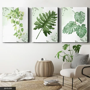 Evine Moda Yapraklar 3 Parça Kanvas - Canvas Tablo
