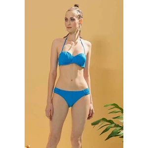 Turkuaz Büzgülü Bikini Takımı