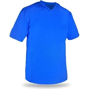 T-Shirt V Yaka Kısakol  Pamuk Cepli Saks Mavi