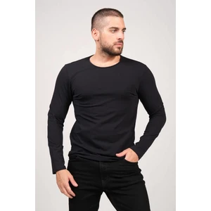 Giyim Dünyası Erkek Sıfır Yaka Uzun Kol Basic T-Shirt Lacivert