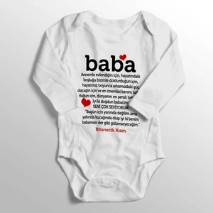 Kız Bebek Beyaz Babaya Doğum Günü Hediyesi Biricik Kızın Baskılı Zıbın