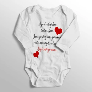 Unisex Bebek Beyaz Iyiki Doğdun Babacığım Baskılı Zıbın