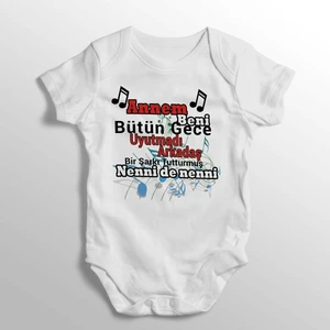 Annem Bütün Gece Uyutmadı Arkadaş Yazılı Baskılı Bebek Zıbını